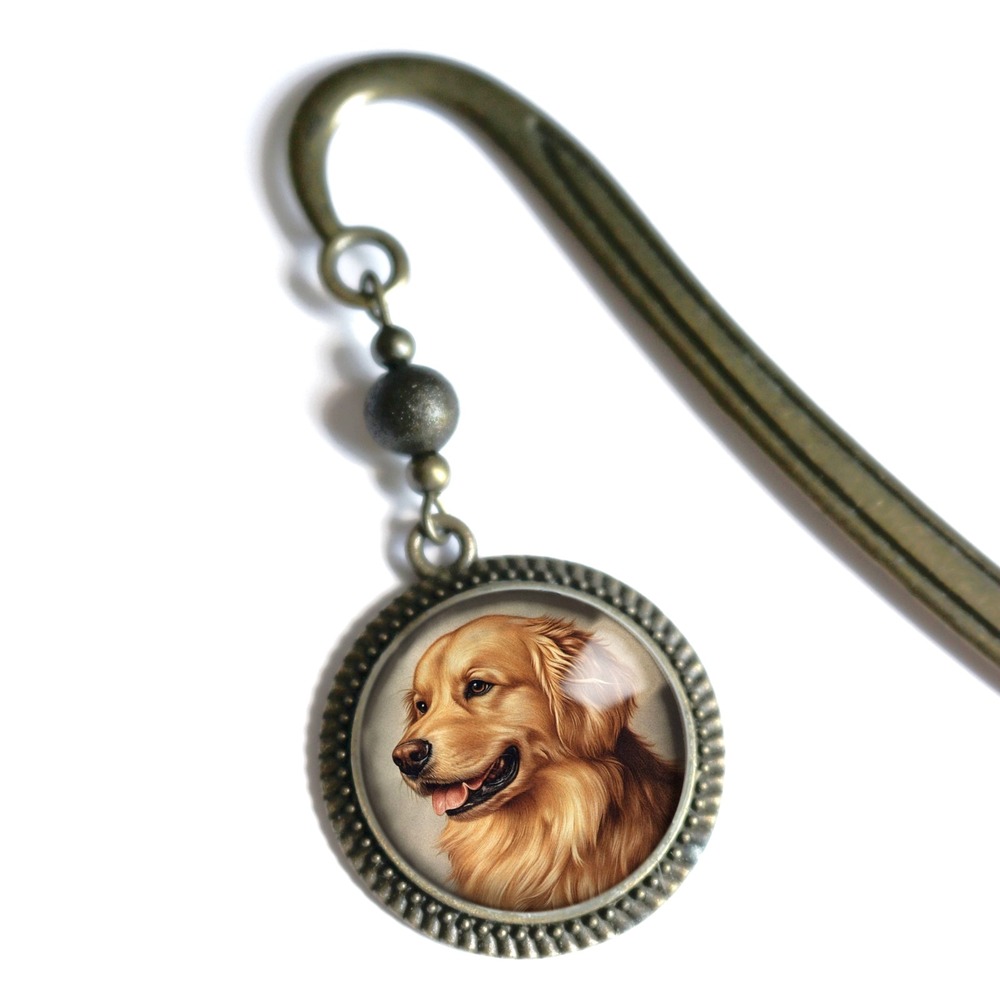 Golden Retriever Dog Bookmark - "Best Friends" - Antique Bronze Book Hook - Picture 2 of 5